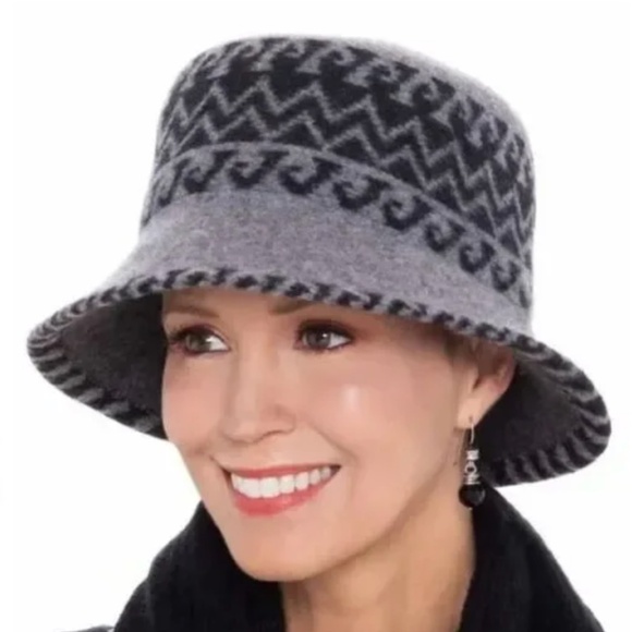 Scala Gray Black Felted Wool Blend Bucket Hat - Picture 2 of 7